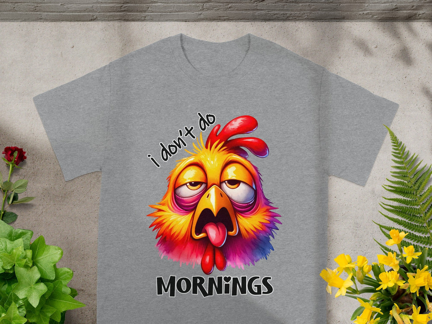 Funny Chicken Cartoon I Don't Do Mornings T-Shirt