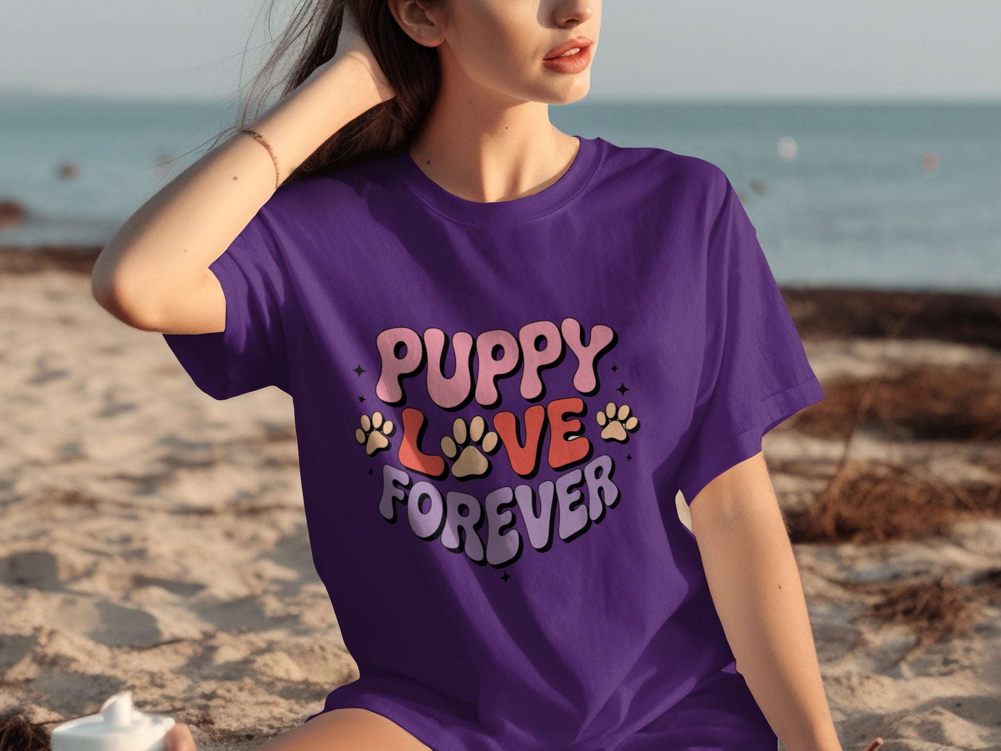 Puppy Love Forever Purple Graphic Tee Product