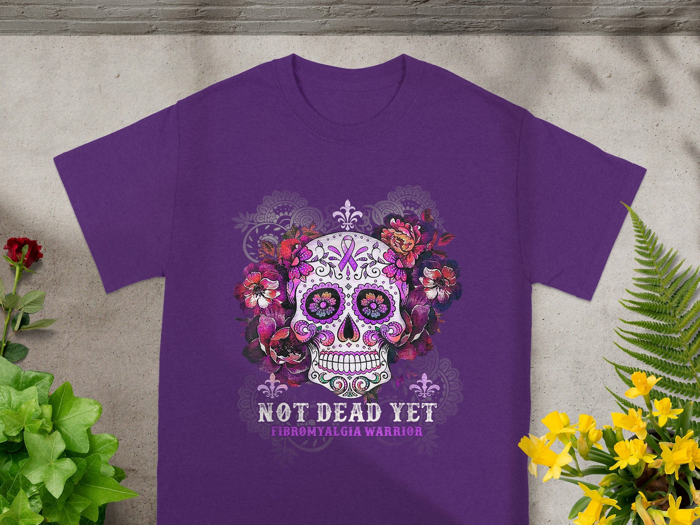 Not Dead Yet Fibromyalgia Warrior Skull Artwork Shirt