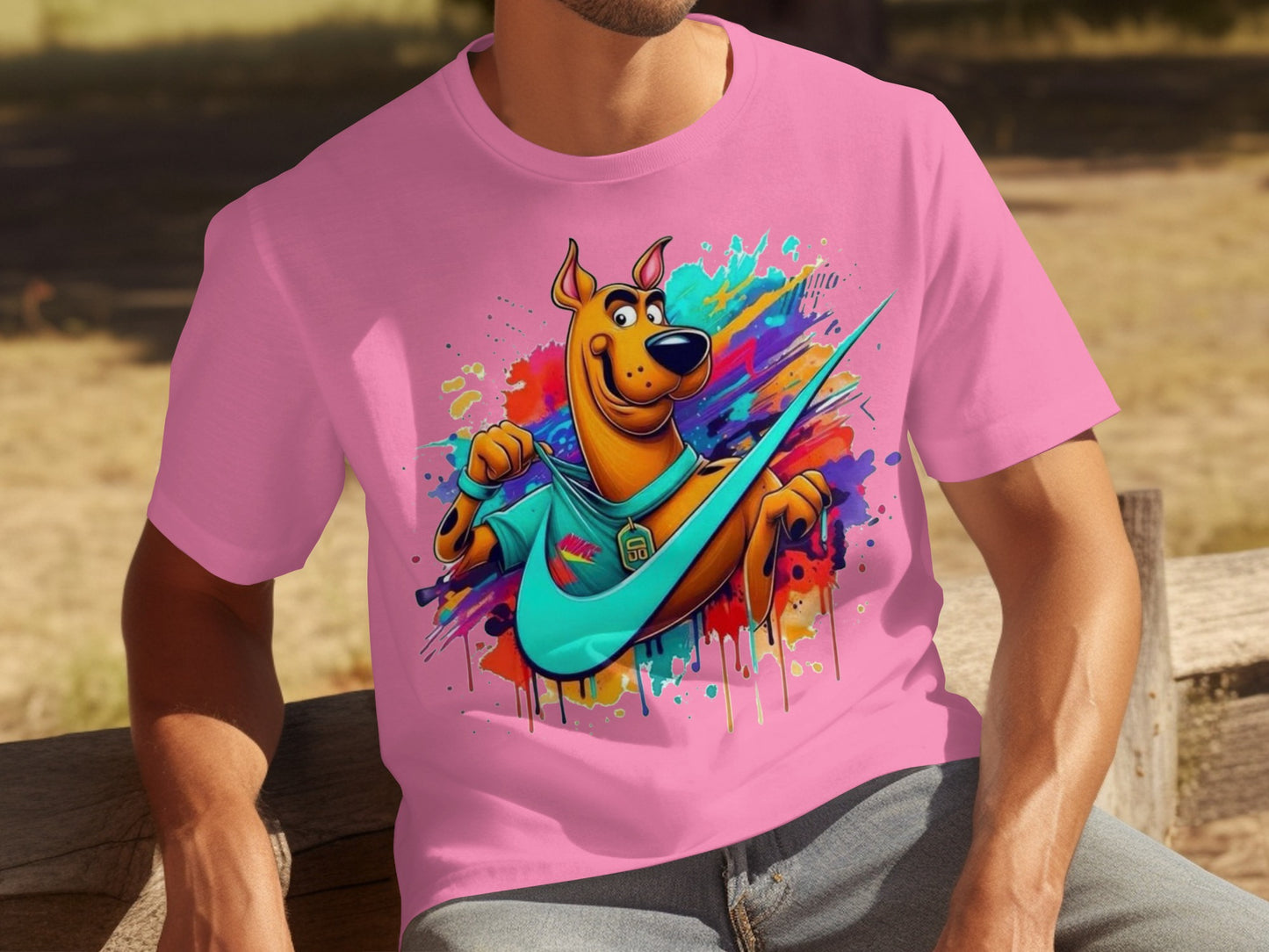 Vibrant Cartoon Dog with Paint Splashes T-Shirt