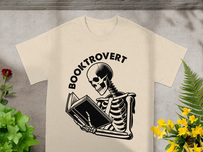 Booktrovert Skeleton Reading Graphic T-Shirt