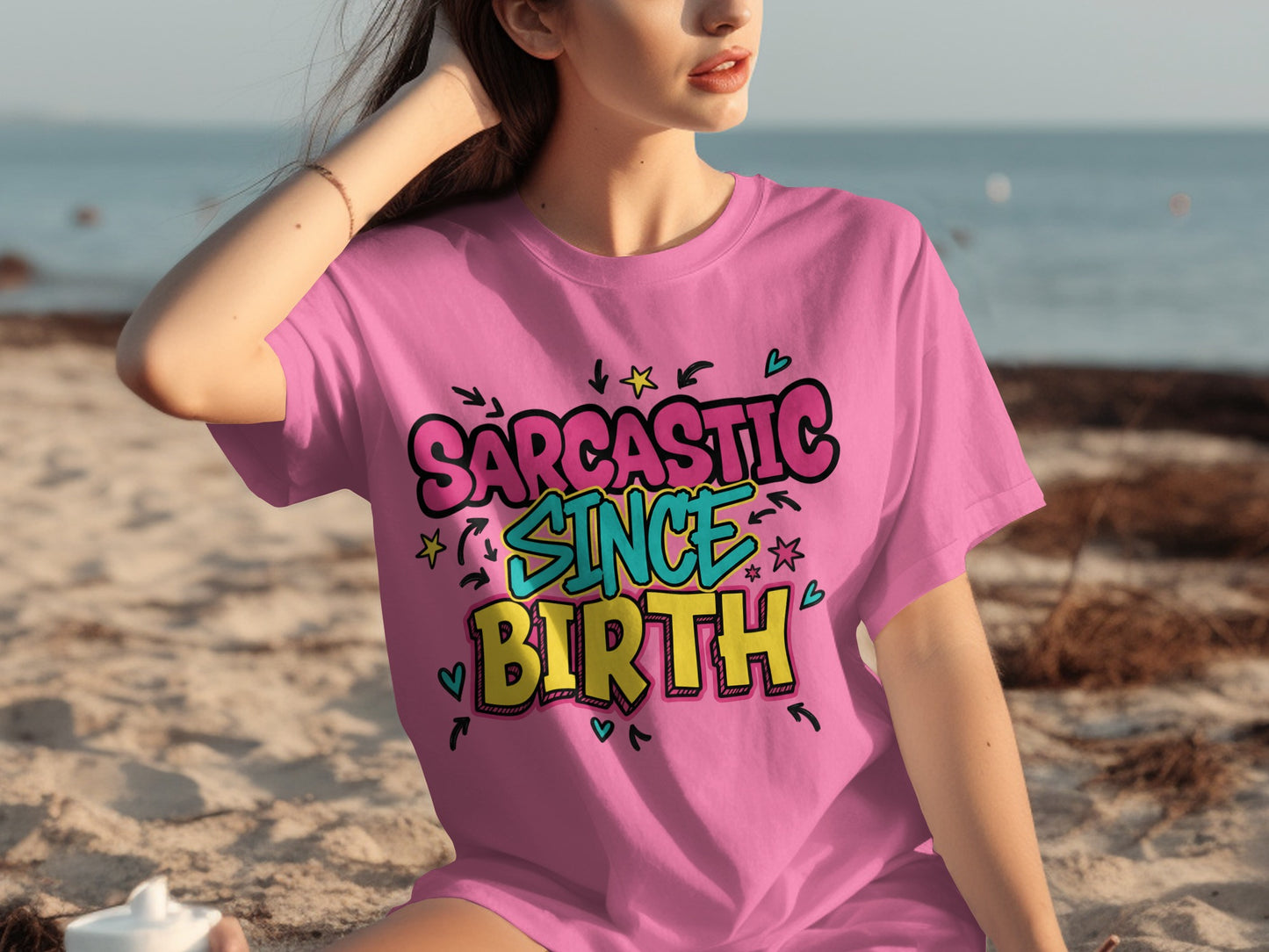 Sarcastic Since Birth Colorful Graphic T-Shirt Product