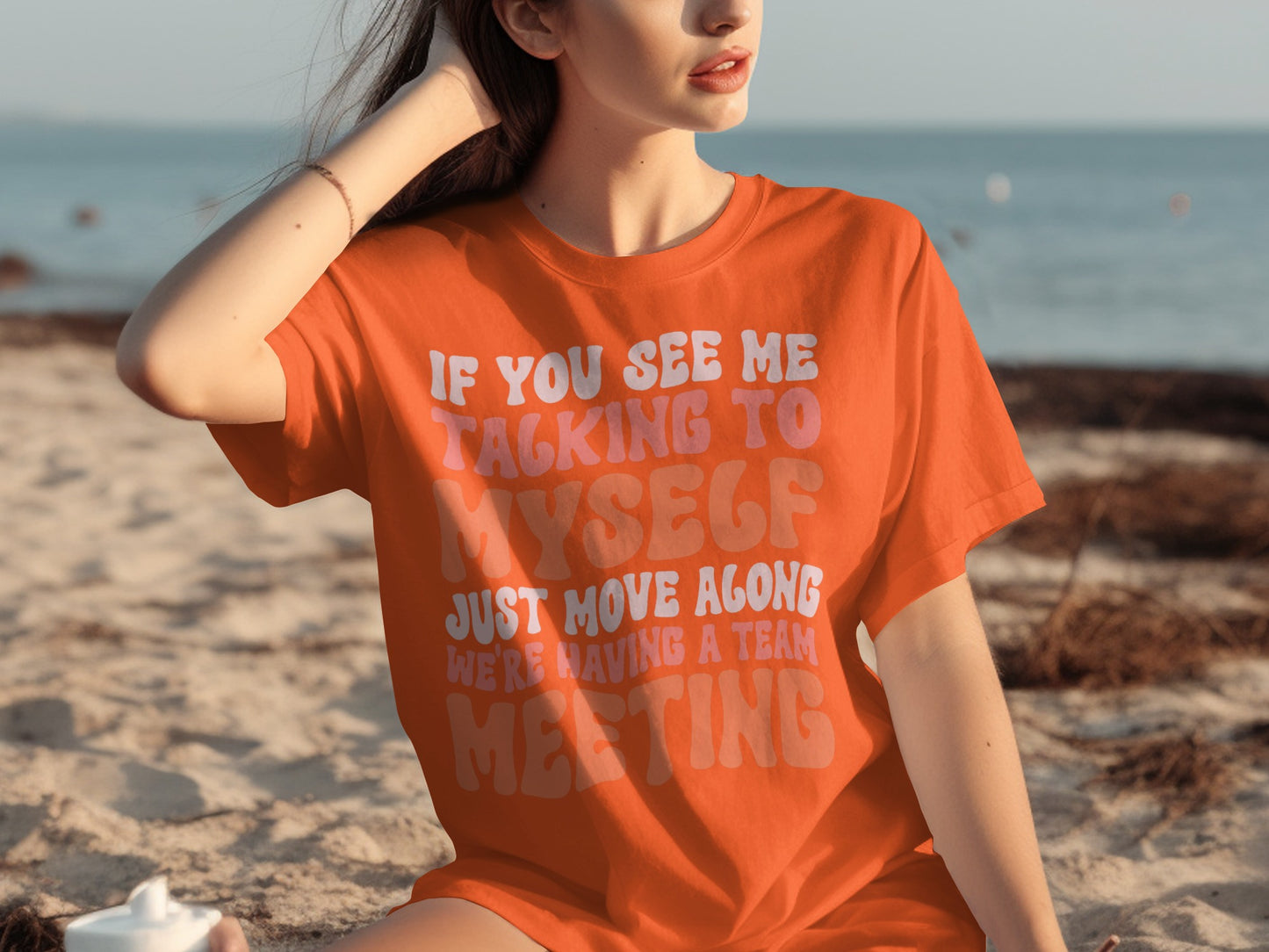 Funny Team Meeting Quote Orange Graphic T-shirt