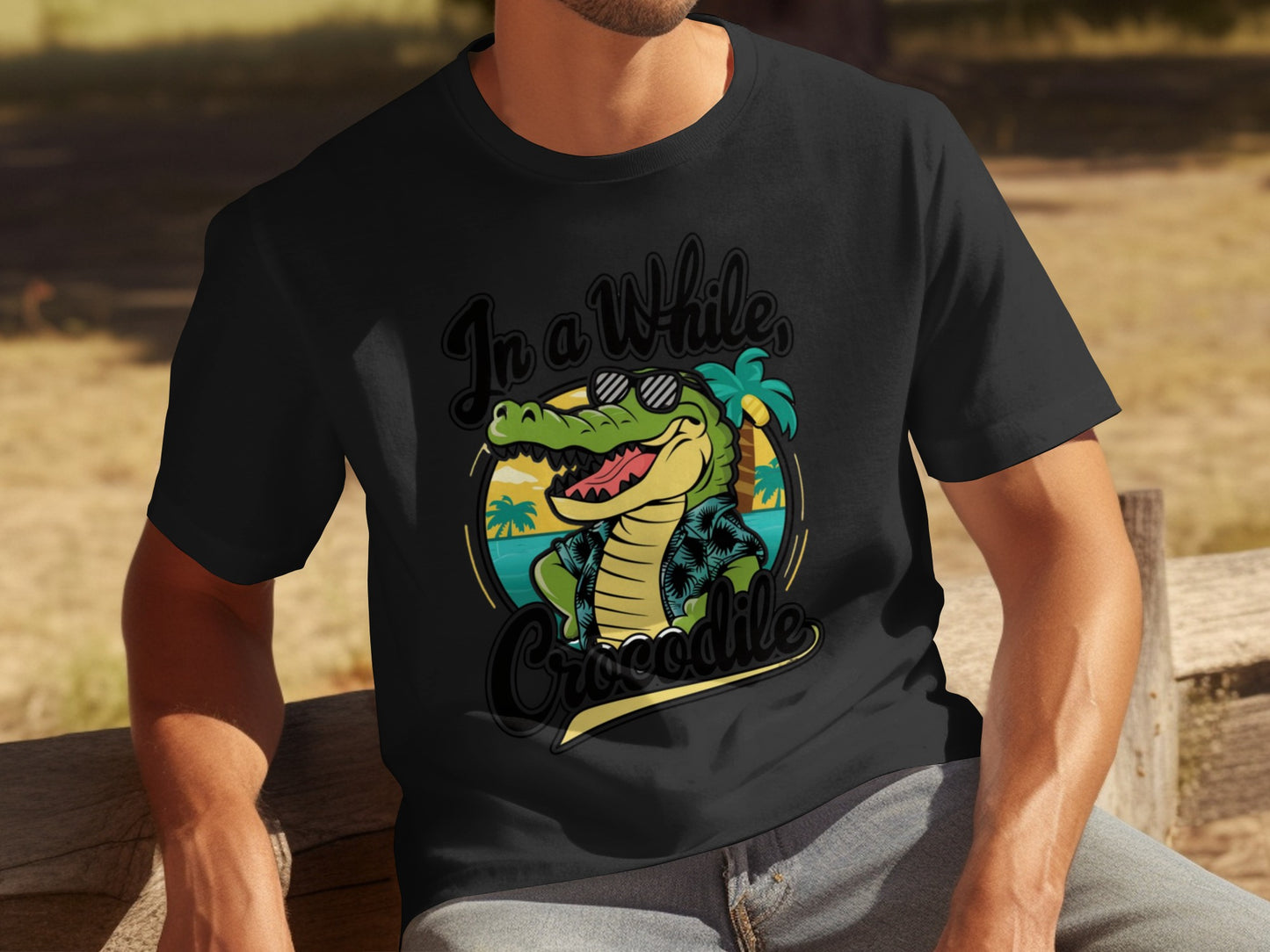 In a While Crocodile Graphic T-shirt for Summer Fun