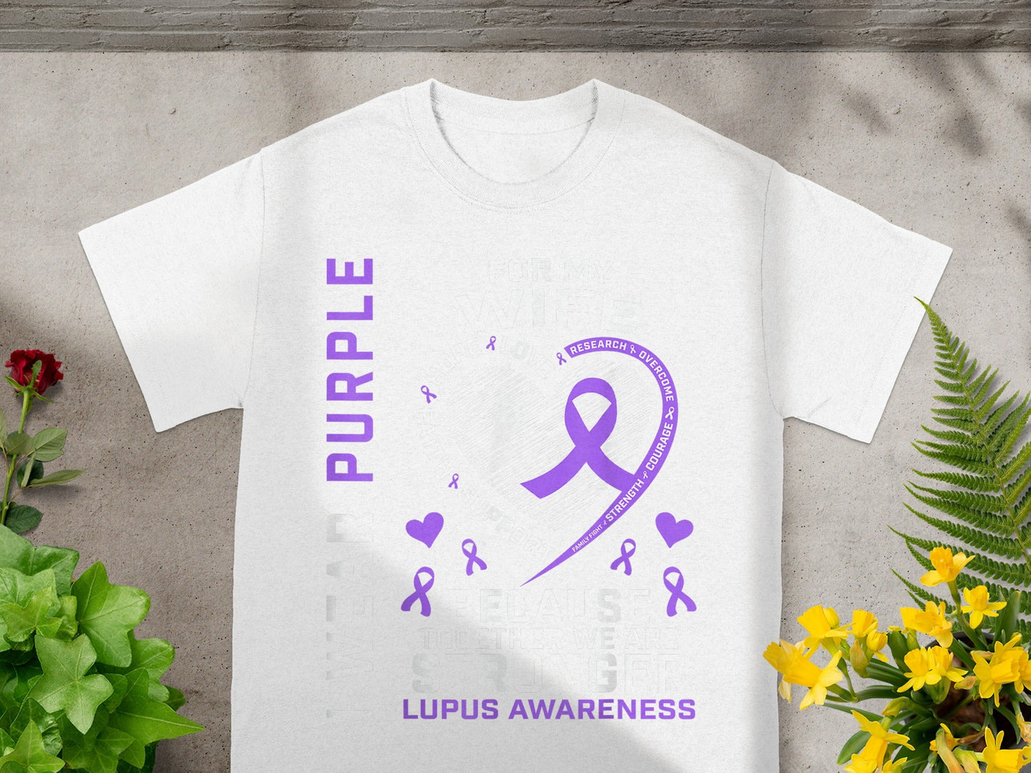 Purple Lupus Awareness Ribbon T-Shirt for Supporters