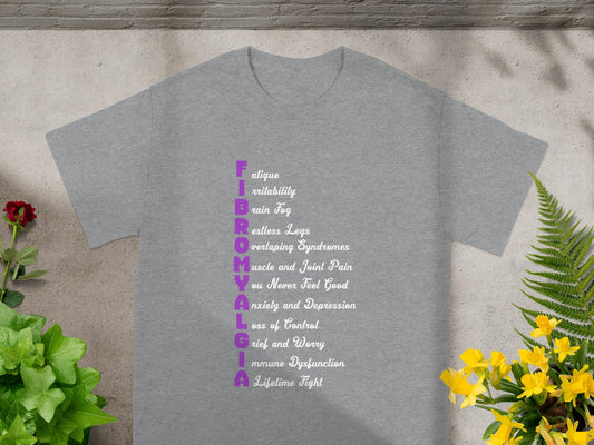 Fibromyalgia Awareness Shirt with Symptoms List