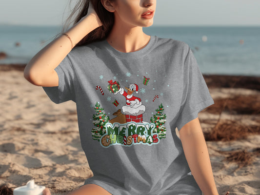 Festive Merry Christmas Santa Design Graphic Tee