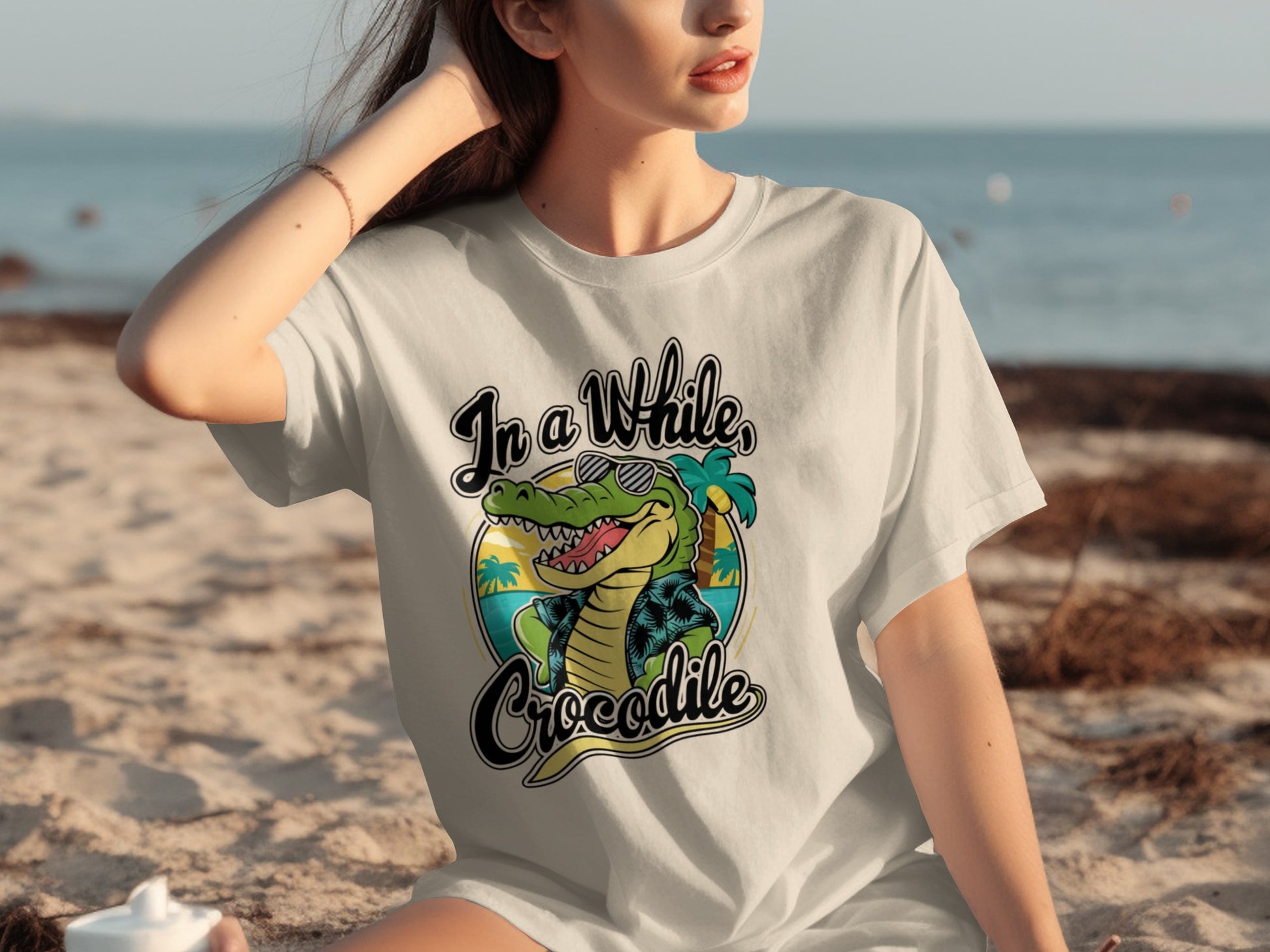 In a While Crocodile Graphic Beach T-Shirt