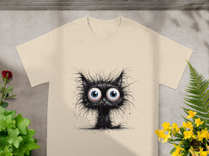Wide-Eyed Cartoon Cat Illustration T-Shirt product
