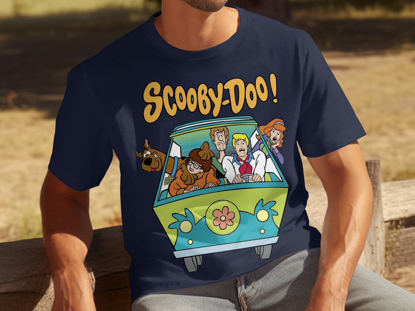 Scooby-Doo Crew in Mystery Machine Graphic T-shirt