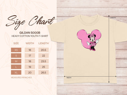 GILDAN 5000B Youth Cream Minnie Mouse Design T-SHIRT
