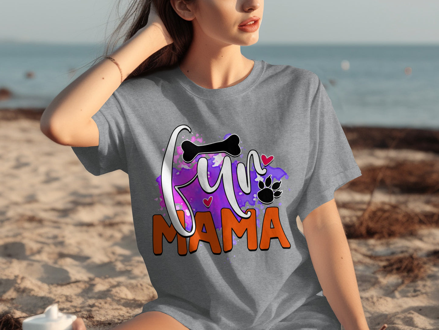 Fun Mama Bone and Paw Print Design T-Shirt