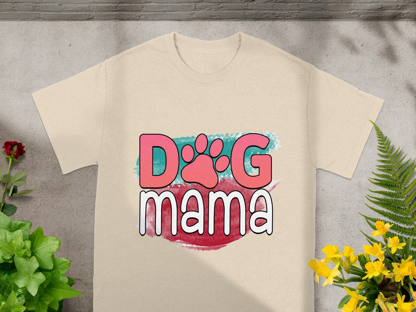 Cute Dog Mama Shirt with Colorful Paw Print Design