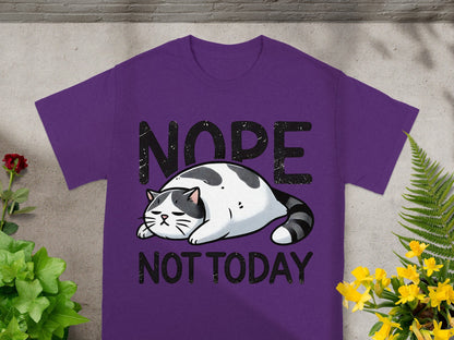 Nope Not Today Lazy Cat Graphic T-Shirt