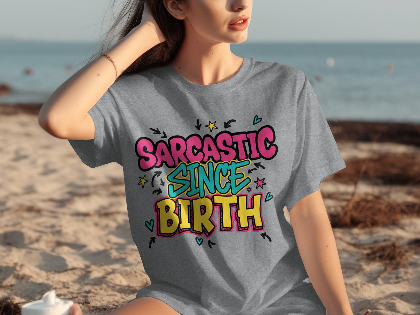 Sarcastic Since Birth Graphic Tee Shirt for Bold Statements