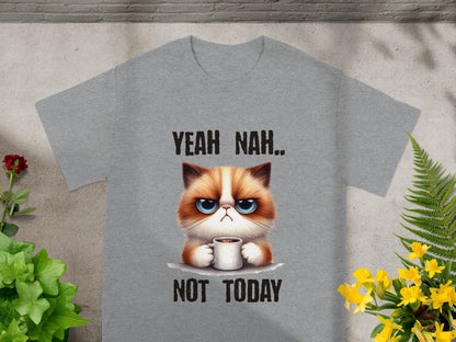 Yeah Nah Not Today Grumpy Cat Graphic T-Shirt