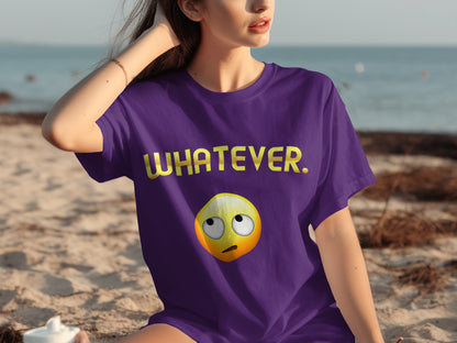 Purple T-shirt with Whatever Emoji Design Shirt