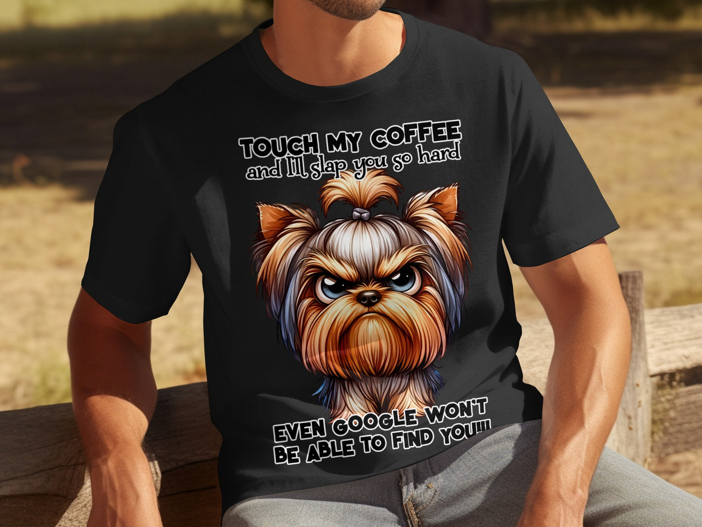 Touch My Coffee Angry Dog Graphic Humor T-shirt