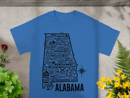 Alabama State Map Typography T-Shirt