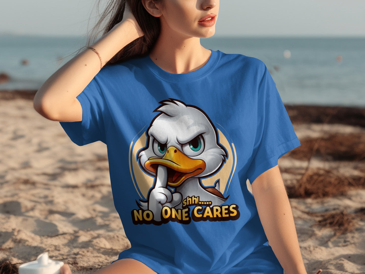 Shhh No One Cares Duck Graphic Unisex T-Shirt