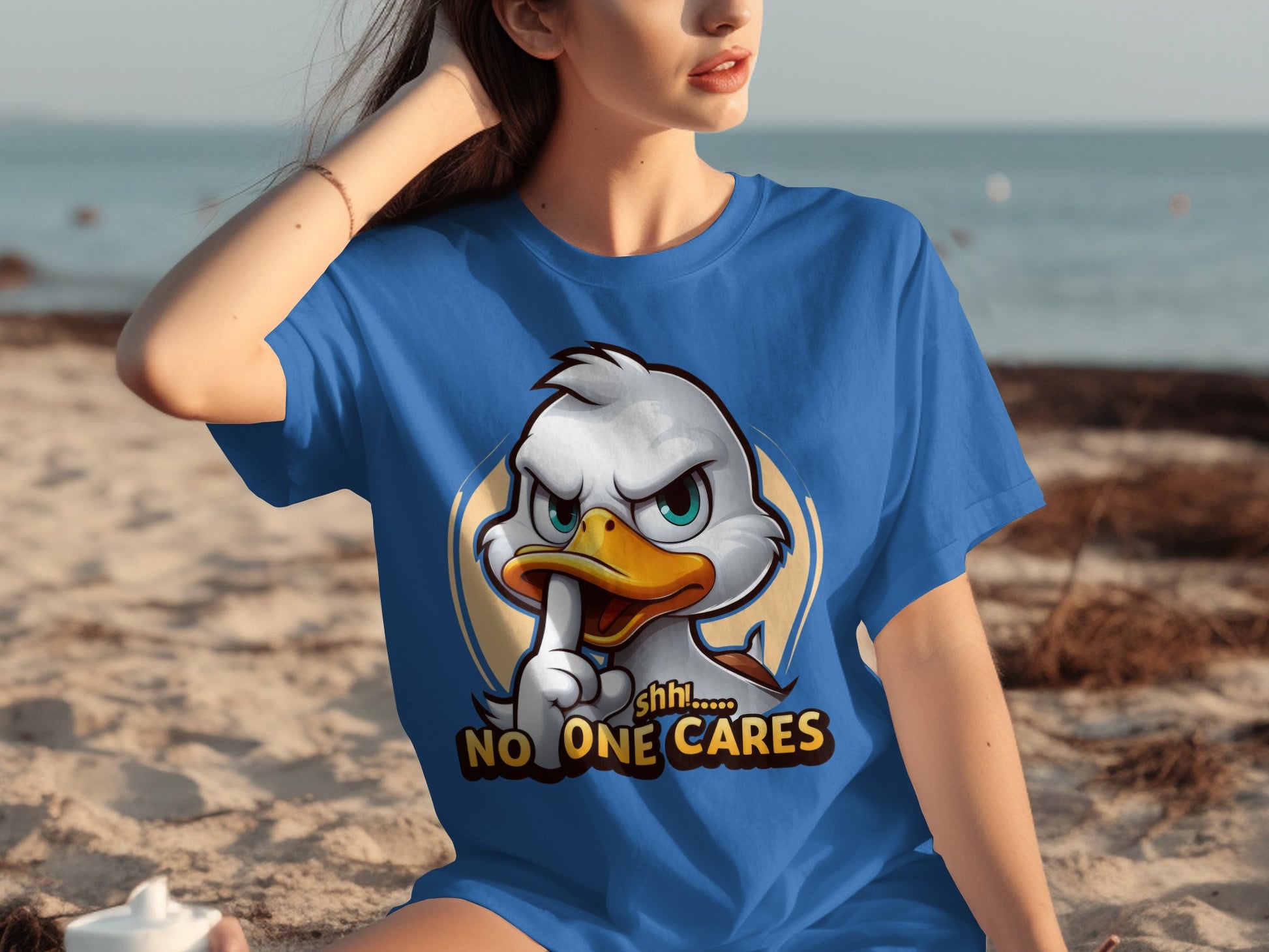 Shhh No One Cares Duck Graphic Unisex T-Shirt