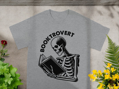 Booktrovert Skeleton Reading Graphic T-Shirt