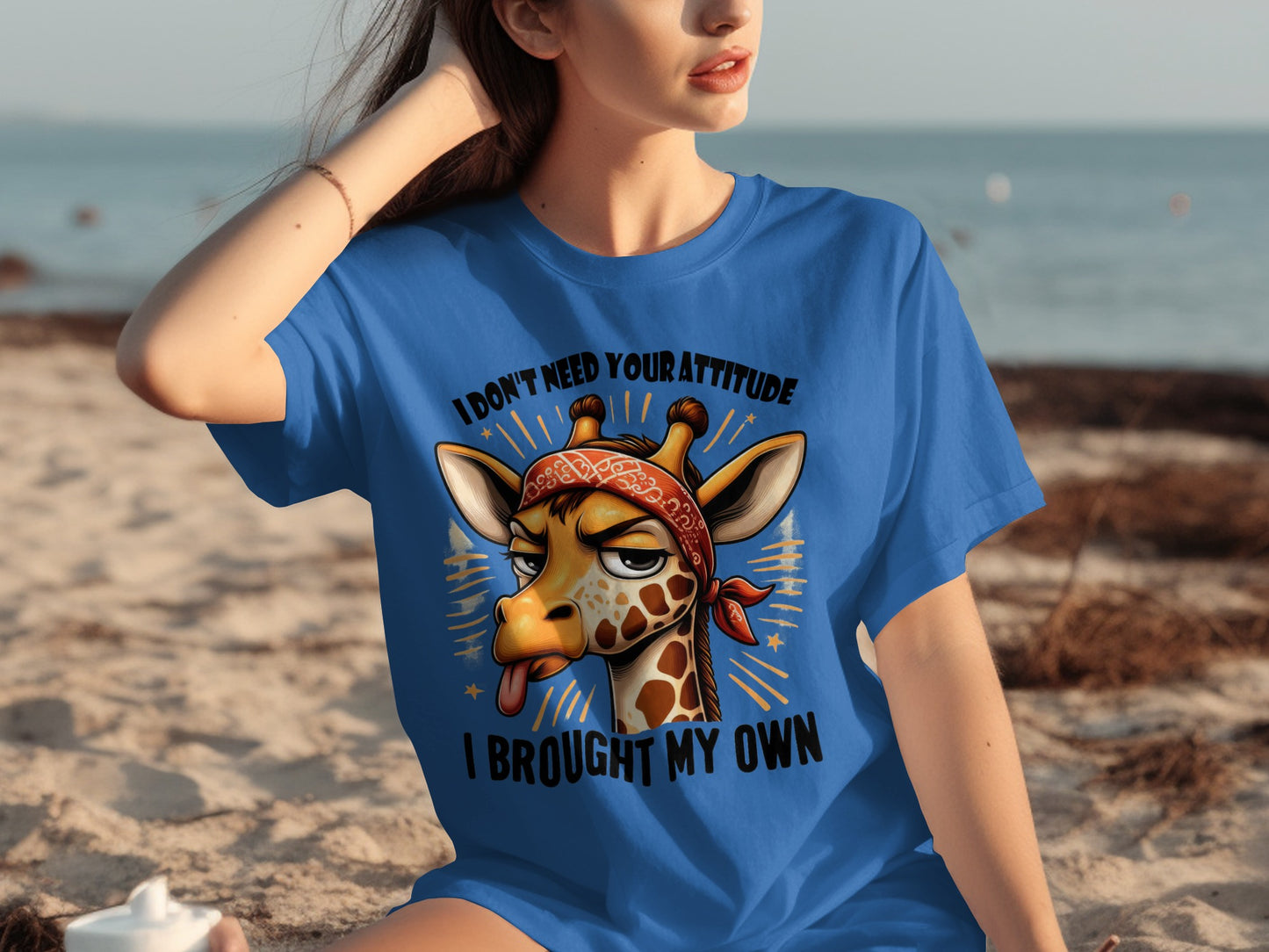 I Don't Need Your Attitude Giraffe Graphic T-Shirt