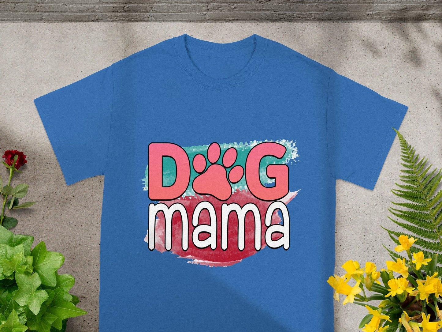 Dog Mama Paw Print Blue Graphic Tee Product
