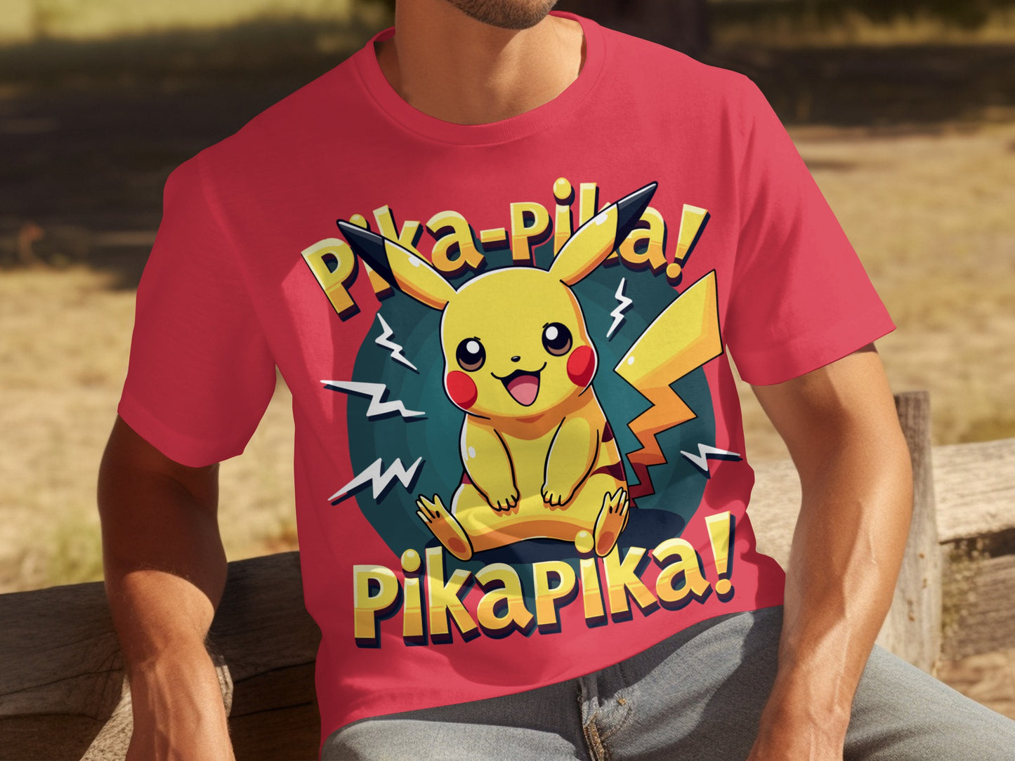 Pikachu Pika Pika Red Graphic Short Sleeve T-Shirt