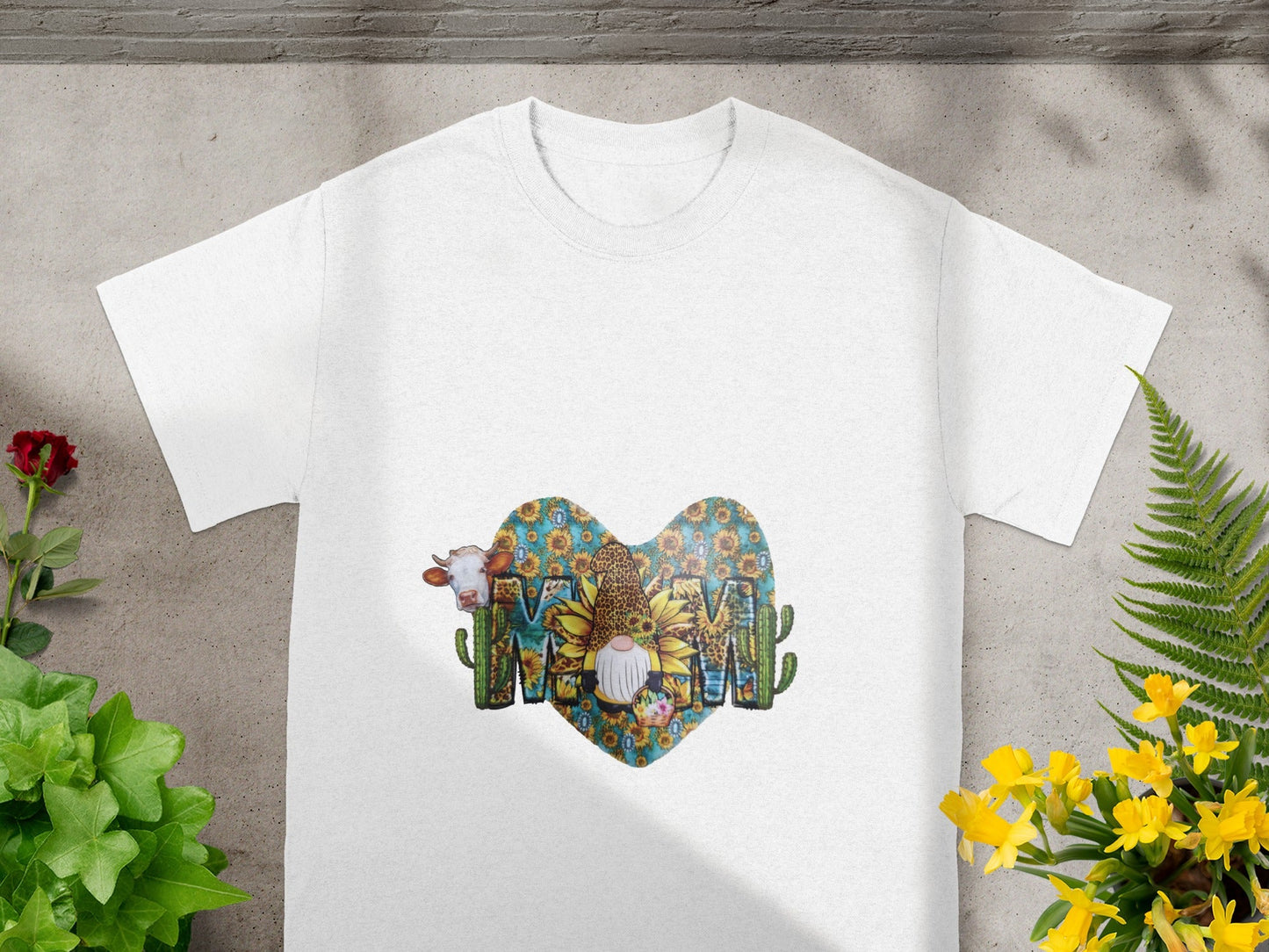 Heart Shaped Mom Design on White Background T-shirt