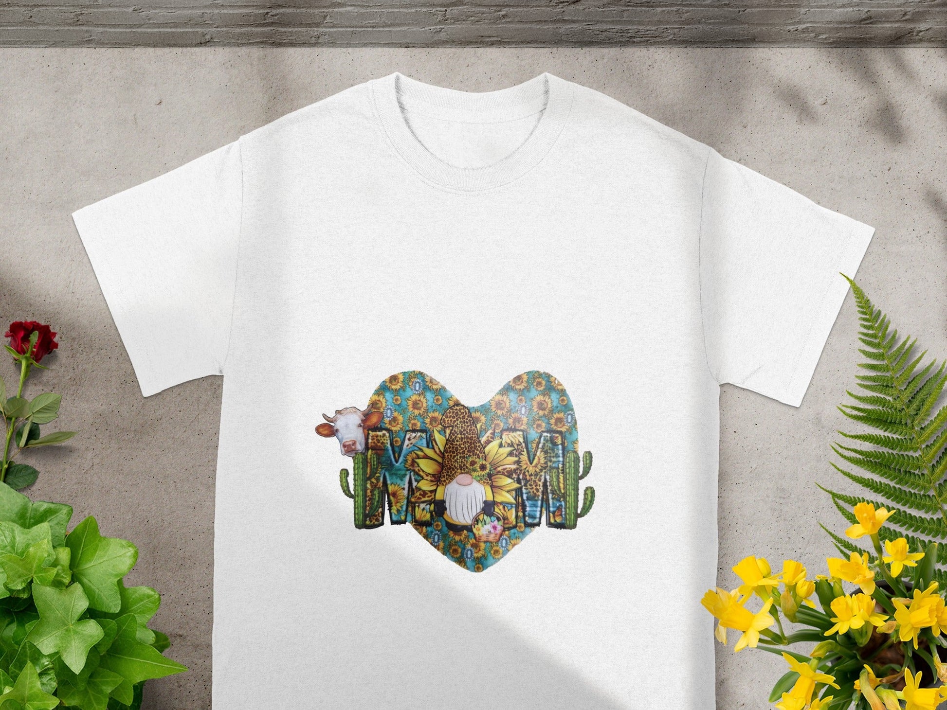 Heart Shaped Mom Design on White Background T-shirt