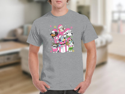 Cute Cartoon Dogs with Holiday Gifts T-Shirt
