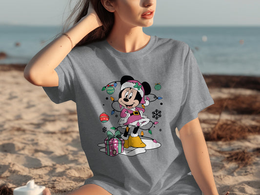 Cute Christmas Minnie Mouse Graphic T-Shirt