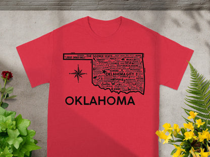 Oklahoma Map Graphic Design Short Sleeve T-Shirt