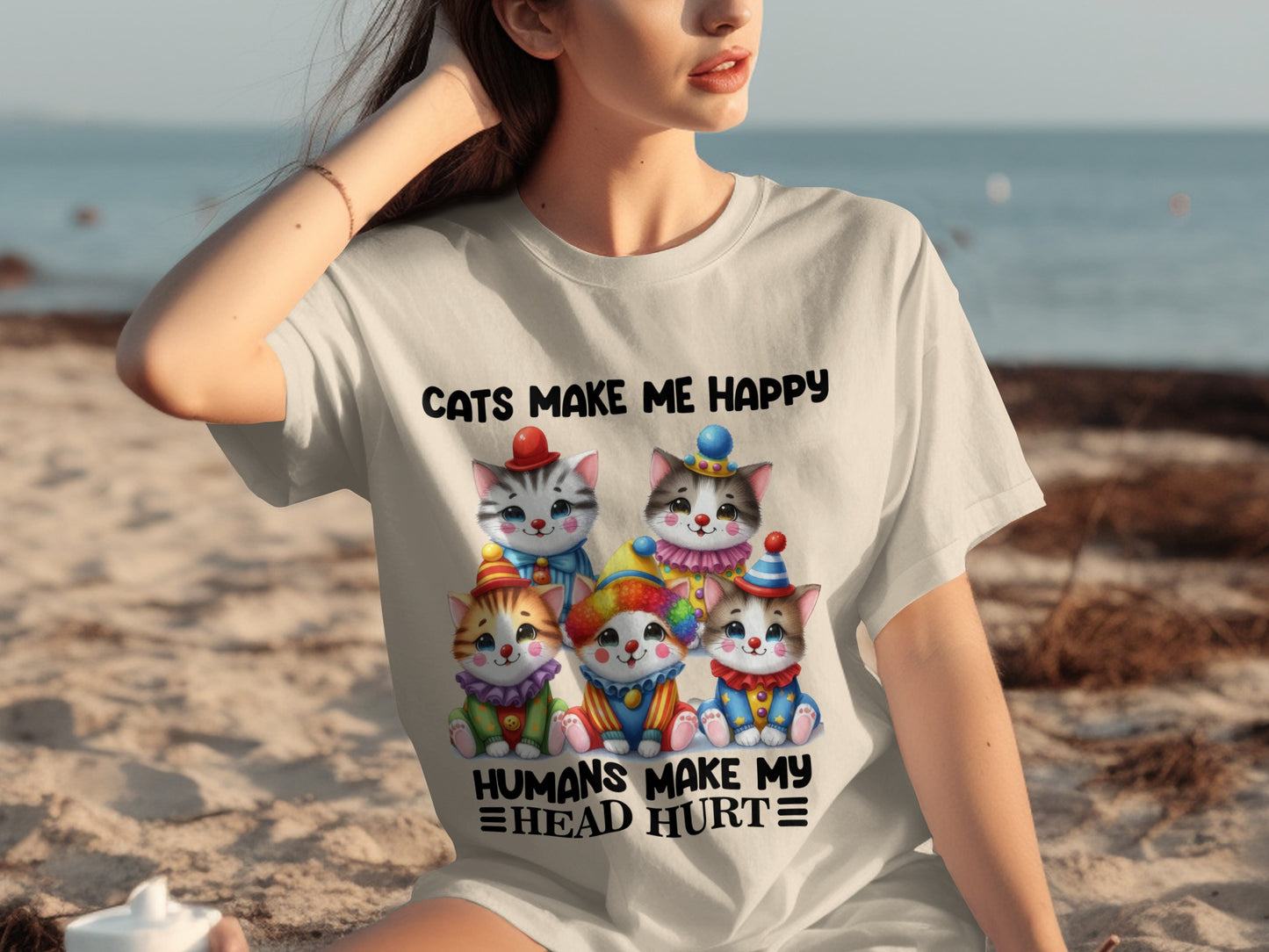 Cats Make Me Happy Humans Make My Head Hurt T-Shirt