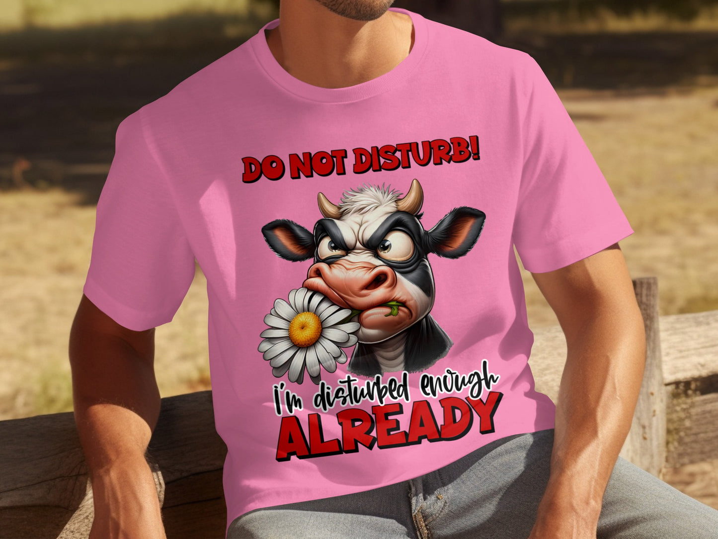 Funny Do Not Disturb Angry Cow Graphic T-Shirt