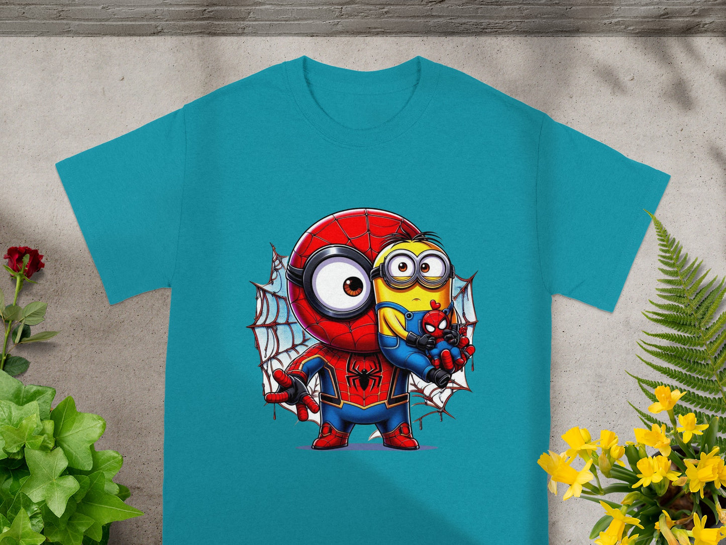 Spiderman and Minions Graphic Print T-Shirt