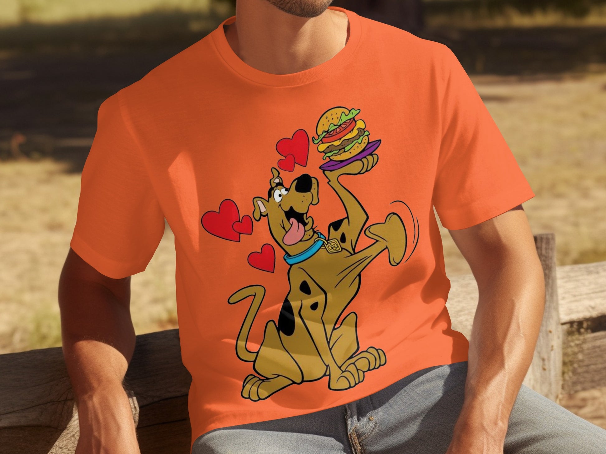 Scooby-Doo Heart Eyes with Burger Graphic T-shirt