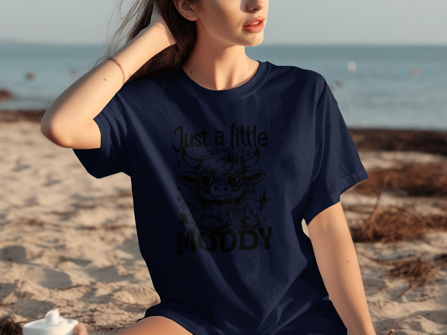 Just a Little Moody T-Shirt with Cute Cow Design