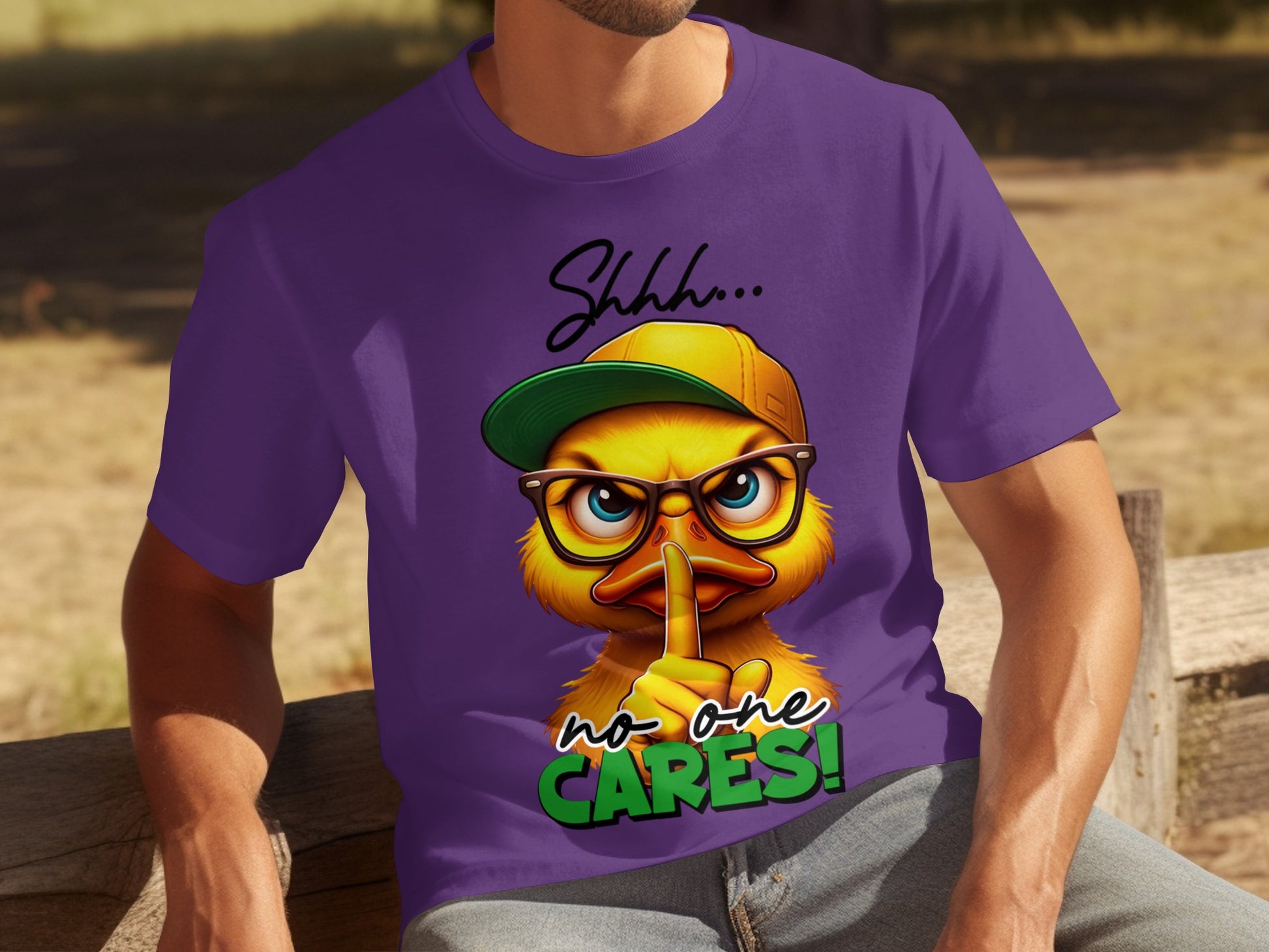 Shhh No One Cares Funny Graphic Duck T-shirt