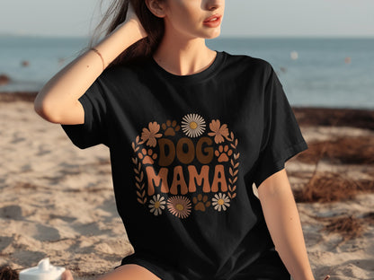 Dog Mama Floral Print Tee Perfect for Beach Days