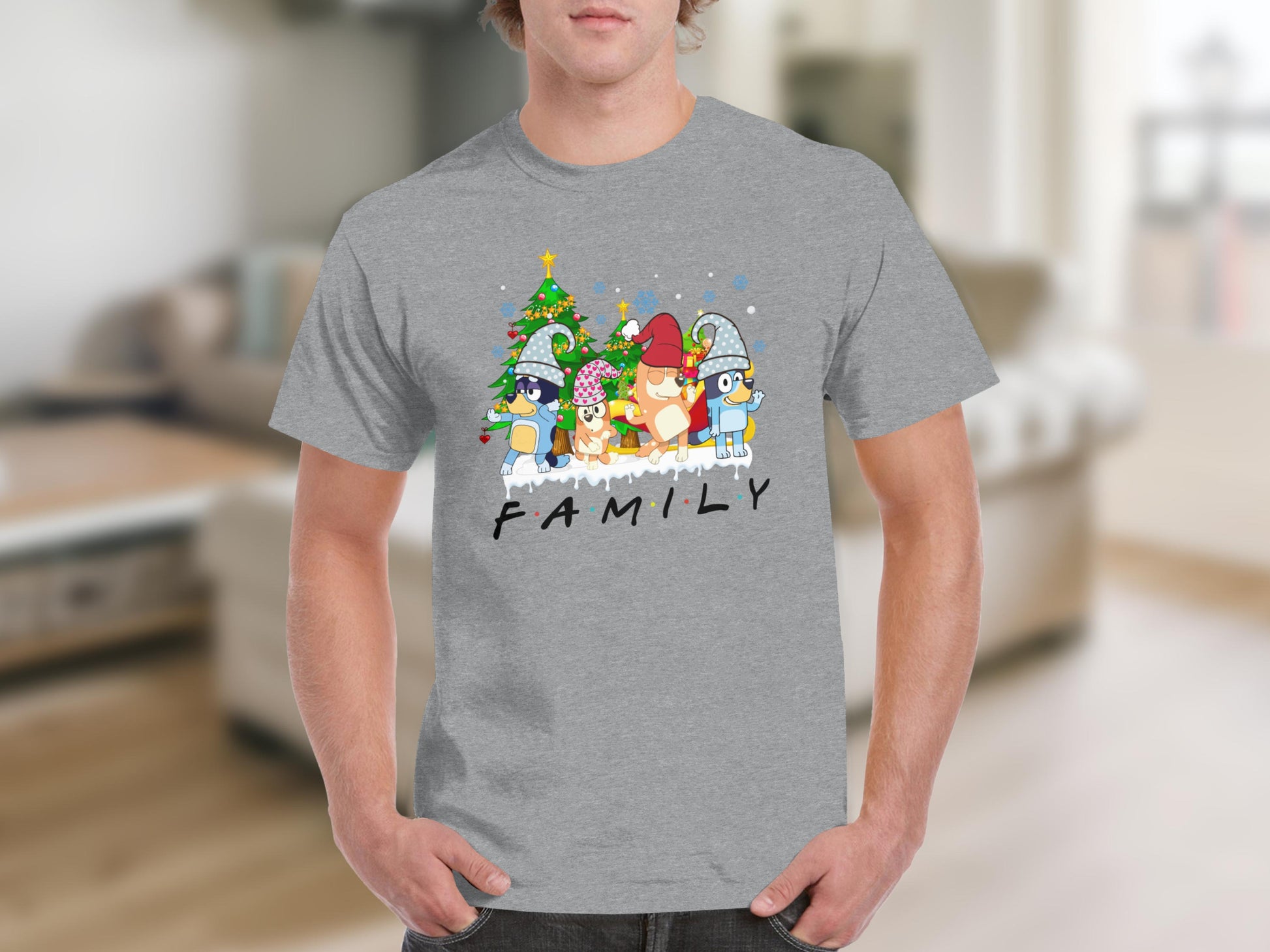 Christmas Family Cartoon Characters Tree Snow Shirt