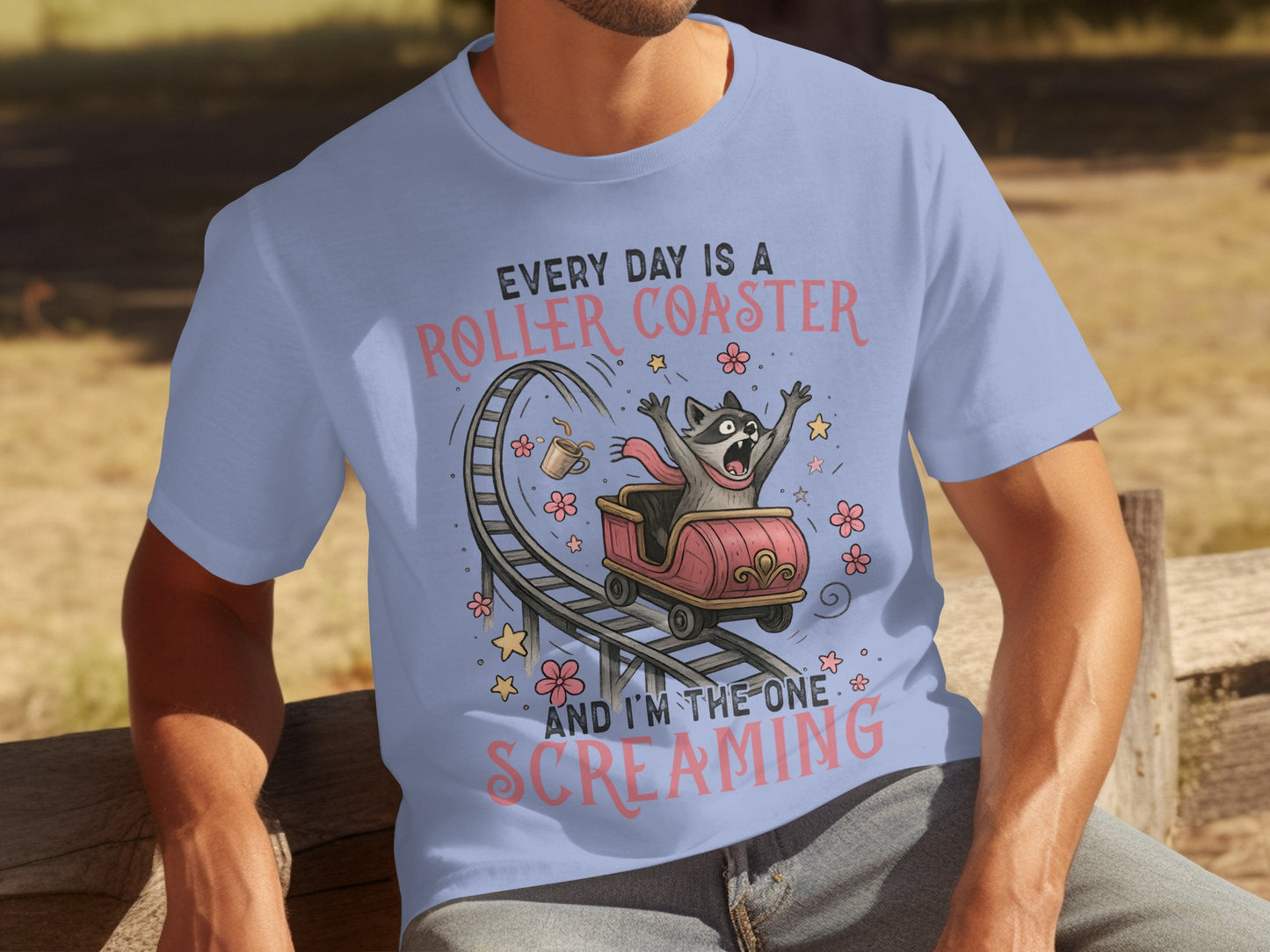 Every Day Is A Roller Coaster Screaming T-Shirt Product