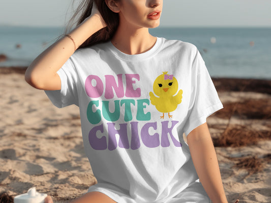 One Cute Chick Graphic T-Shirt for Beachwear