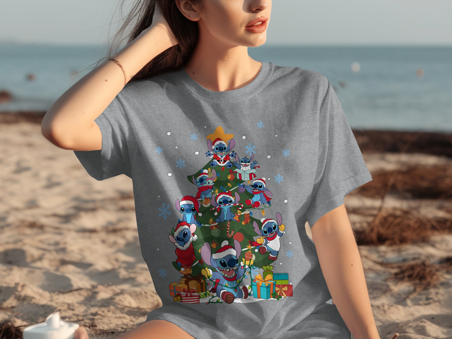 Festive Cartoon Characters Christmas Tree Shirt