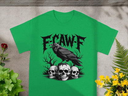 E-CAW-F Raven and Skulls Graphic T-Shirt