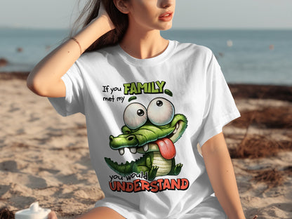 Funny Family Meeting Cartoon Alligator Graphic T-Shirt