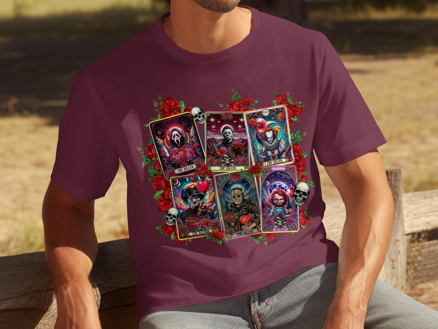 Killer Tarot Cards Horror Graphic Design T-Shirt