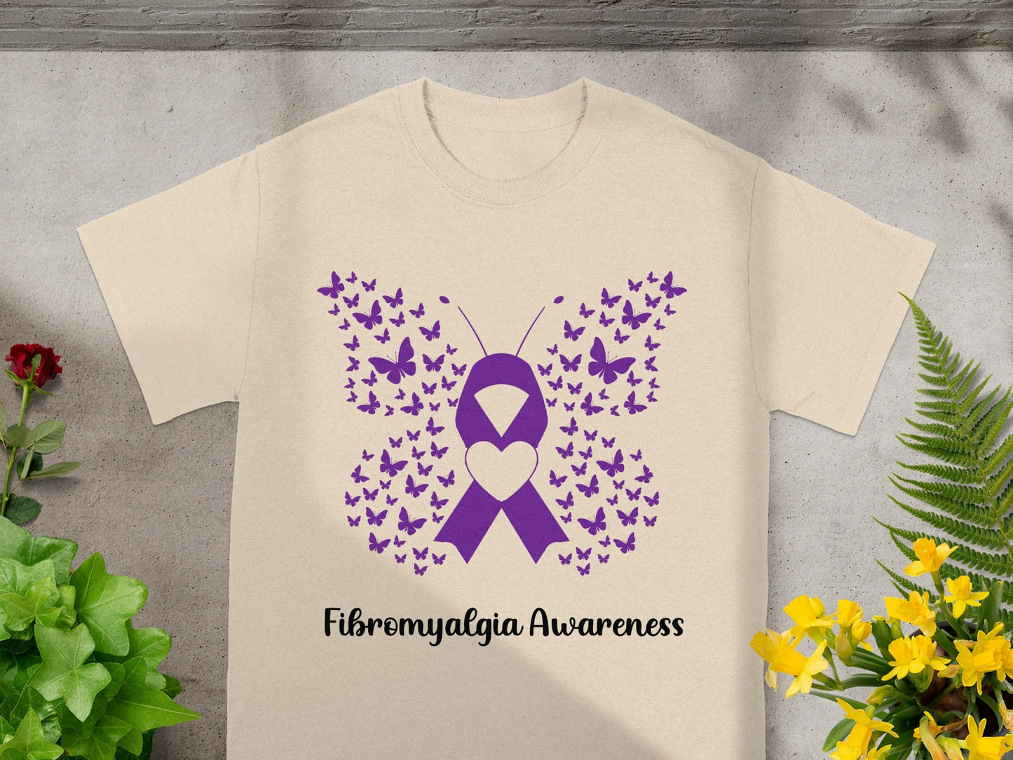 Fibromyalgia Awareness Ribbon Butterfly T-shirt