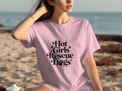 Hot Girls Rescue Dogs Graphic T-Shirt for Dog Lovers
